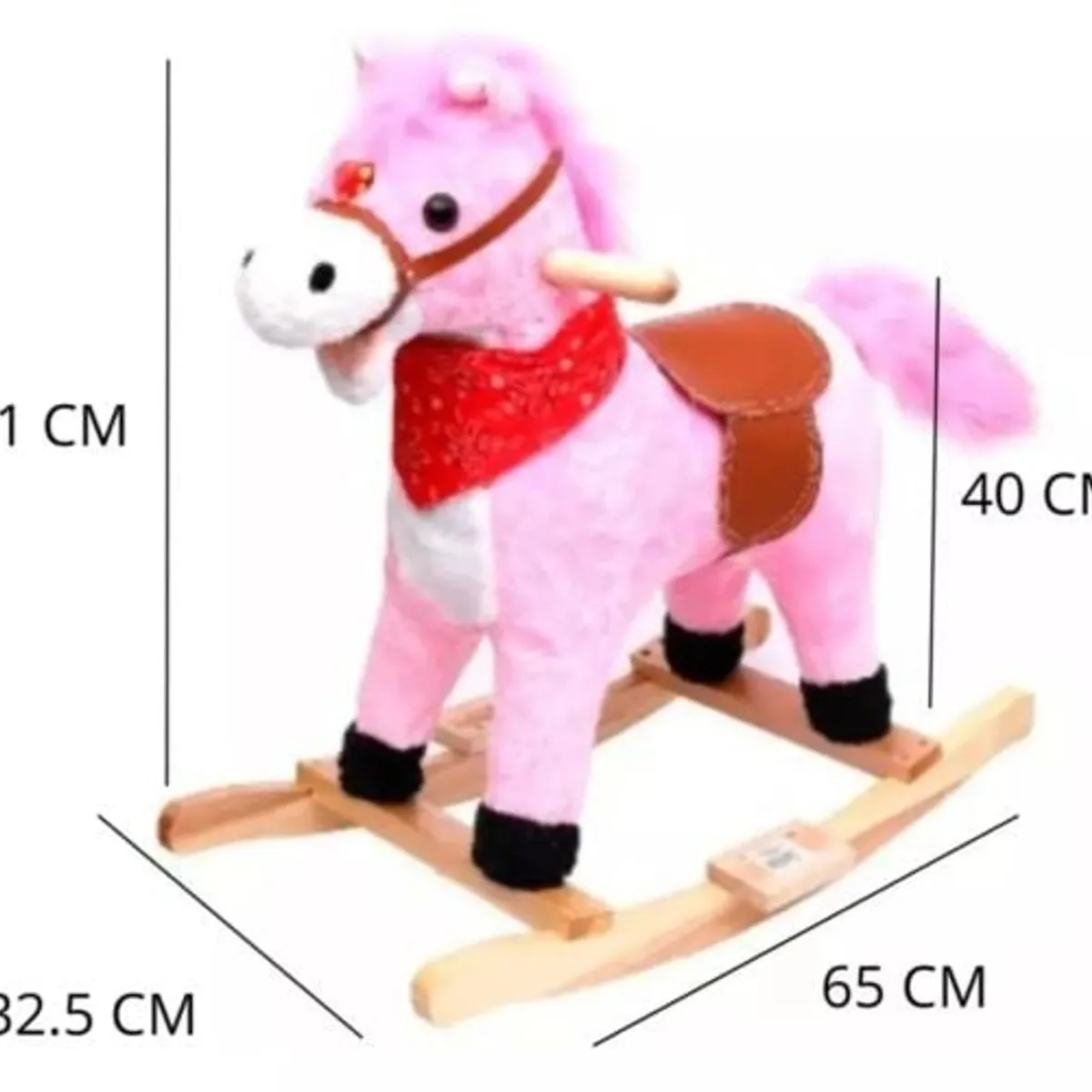 GENERICO - Caballo Balancín Mecedor De Madera Con Sonido Juguete Rosado