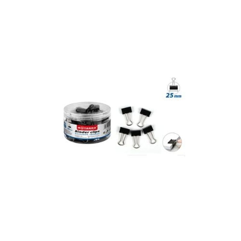 GENERICO - Apretador Doble Clip Negro 25 Mm 48 Pcs