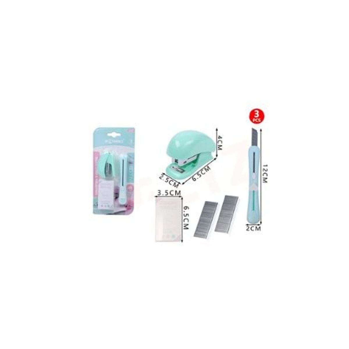 GENERICO - Kit Corchetera Verde 3 Pcs