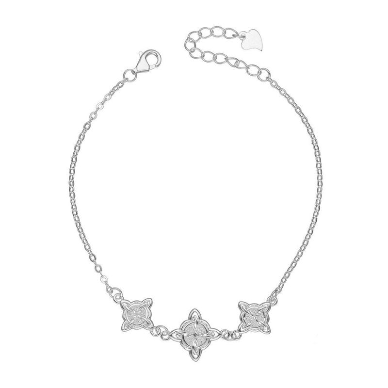 GENERICO - Pulsera Triple Nudo De Brujas Plata Fina Amuleto Proteccion