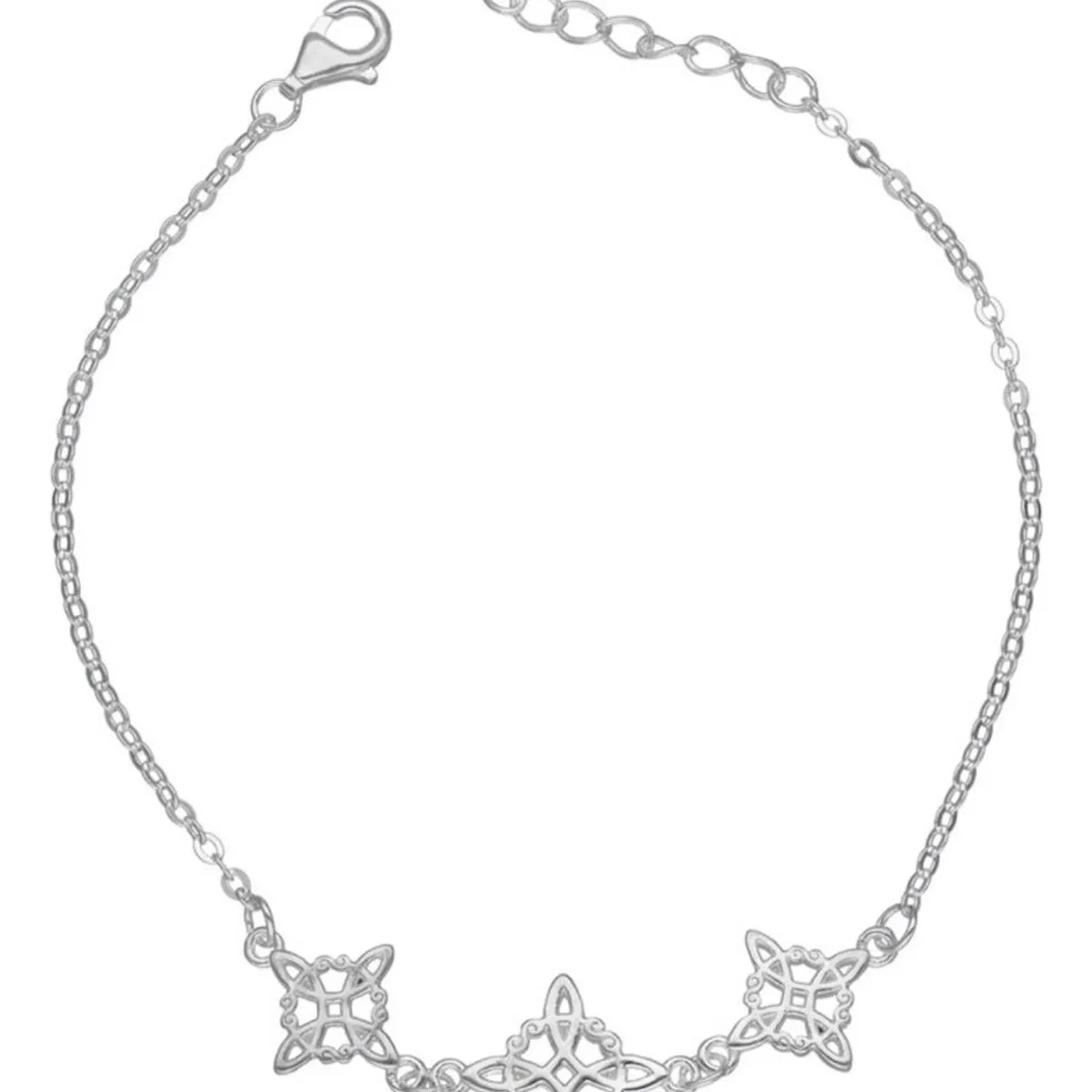 GENERICO - Pulsera Triple Nudo De Brujas Plata Fina proteccion amuleto