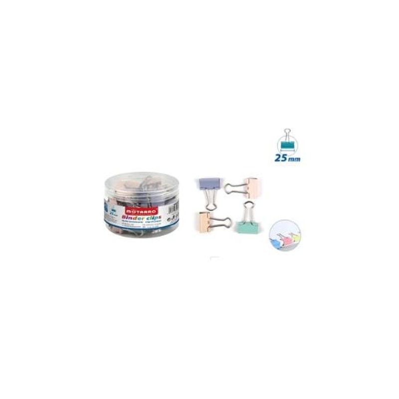 GENERICO - Apretador Doble Clip Multicolor 25 Mm 48 Pcs