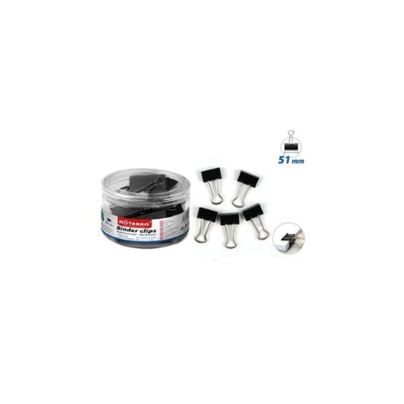 GENERICO - Apretador Doble Clip Negro 51 Mm 12 Pcs