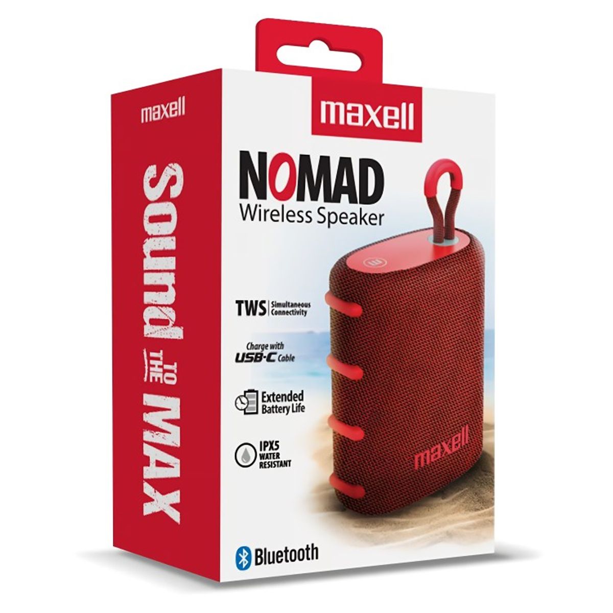 OEM - PARLANTE RECARGABLE  MAXEL BT-NOMADR ROJO