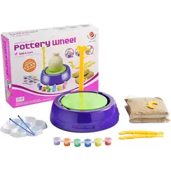 FUN AT HOME LO DIVERTIDO DE ESTAR EN CASA - Rueda Cerámica Niños Torno Arcilla Alfarería Incluye Pintura