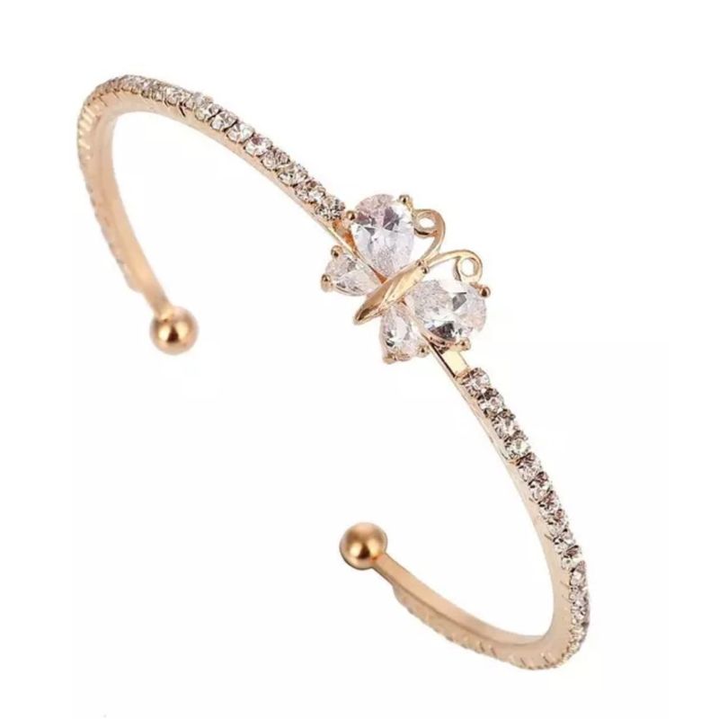 LUXURYJOYAS - Pulsera Brazalete Mariposa Baño Oro 18k Y Cristales2_.