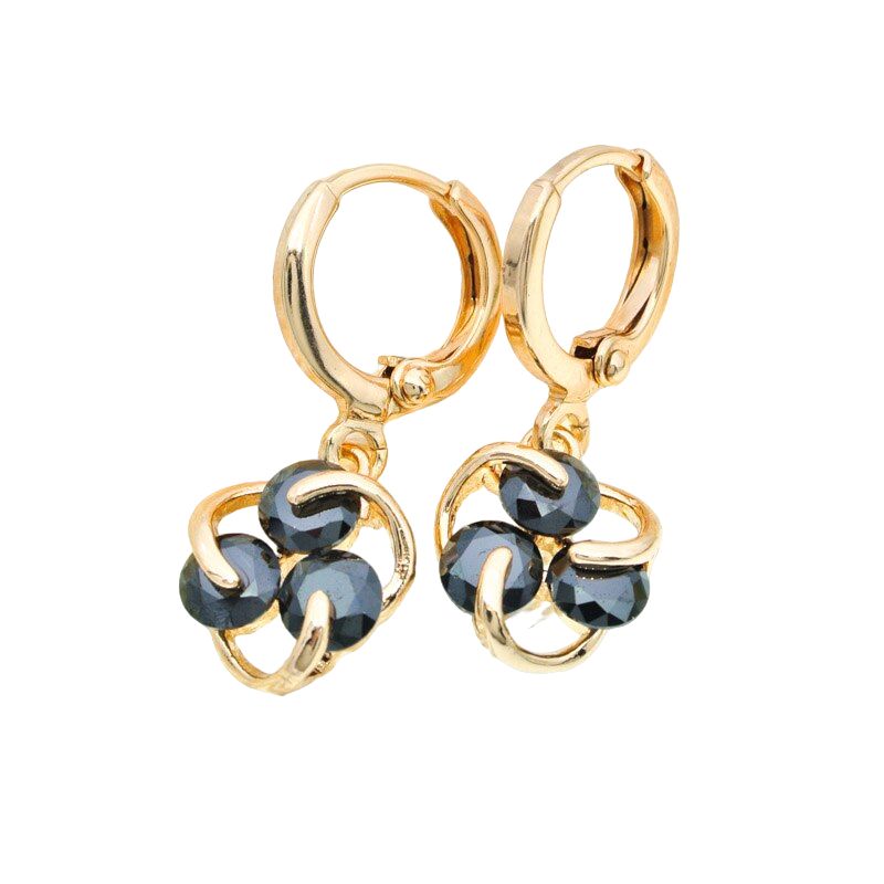 LUXURYJOYAS - Aros Pendientes Puntos baño Oro 18kt Con Cristales LUXURYJOYASCL