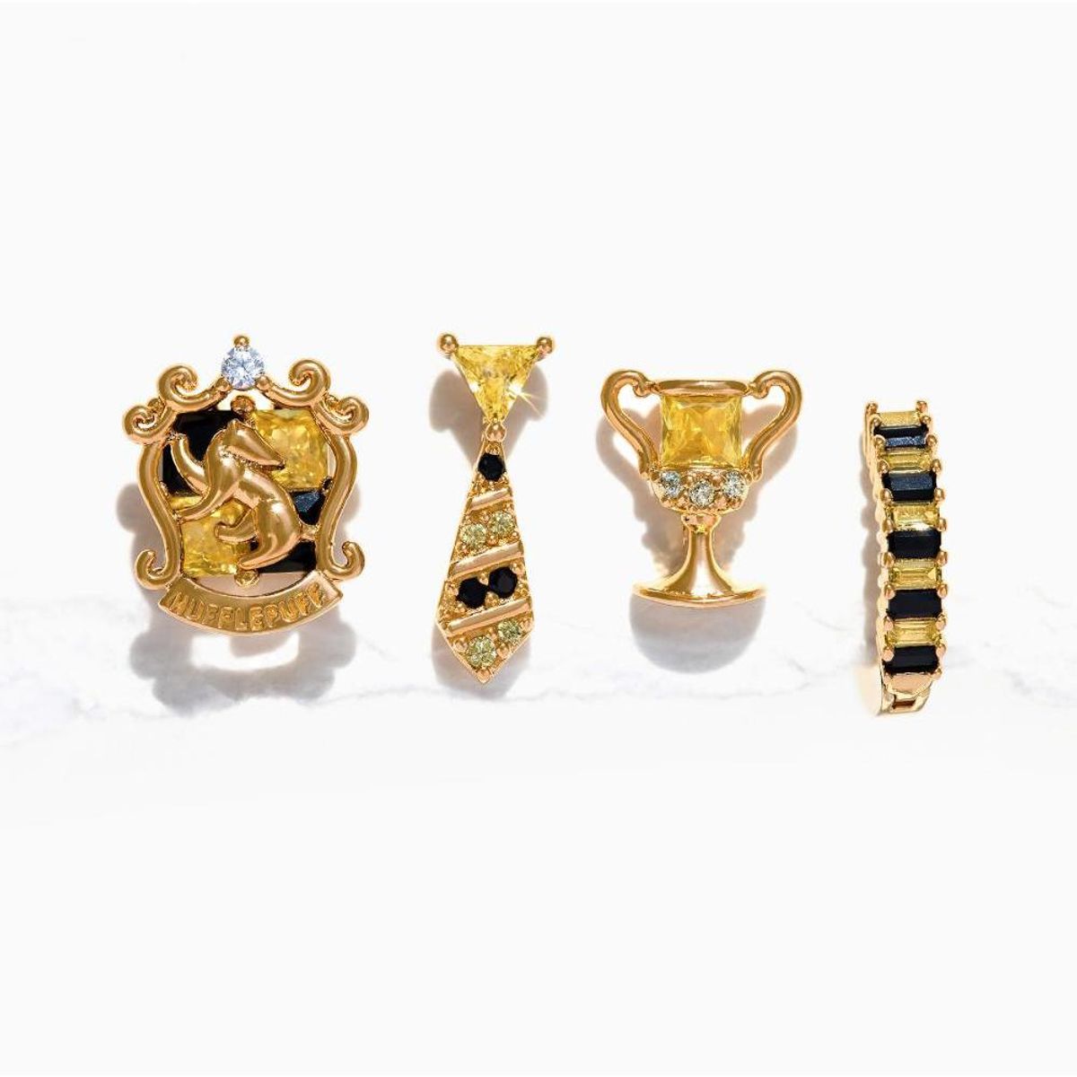 GENERICO - Set Aros pendientes Casa Hufflepuff - Negro