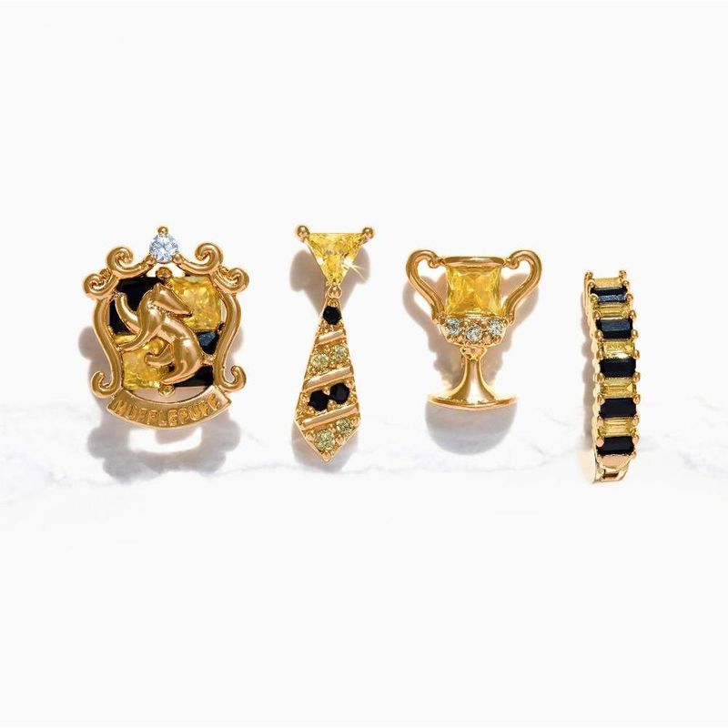 GENERICO - Set Aros pendientes Casa Hufflepuff - Negro
