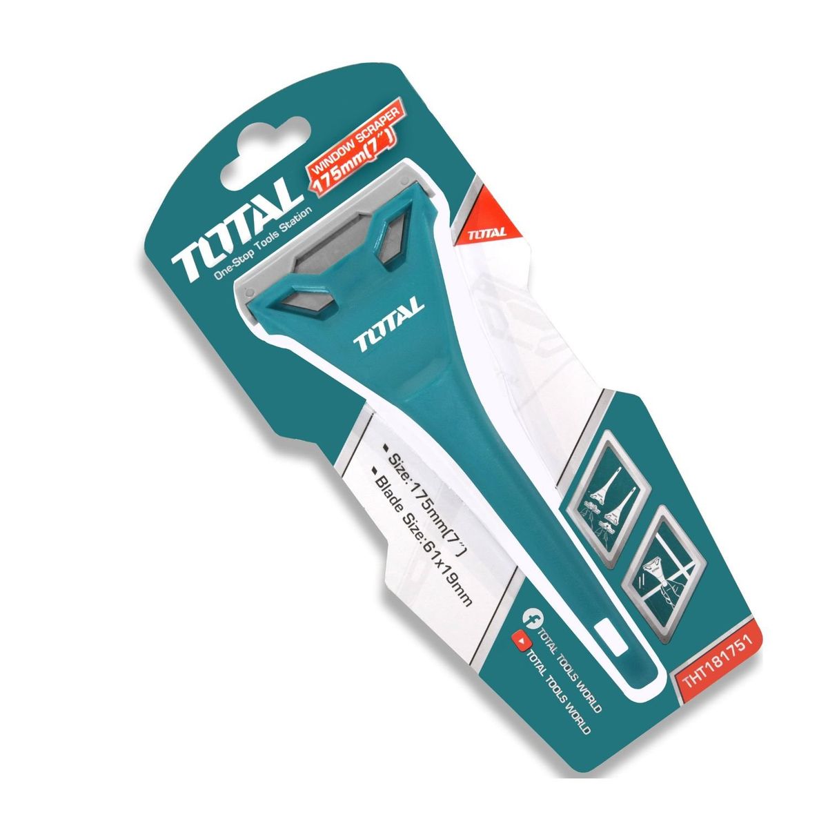 TOTAL TOOLS - Espátula Raspador de Vidrios 7” Total THT181751