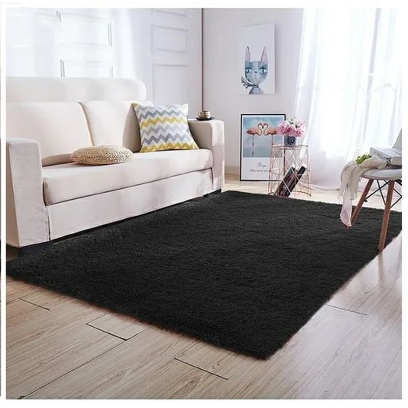 GENERICO - Alfombra peluda tipo Shaggy 300cm x 200cm Negro
