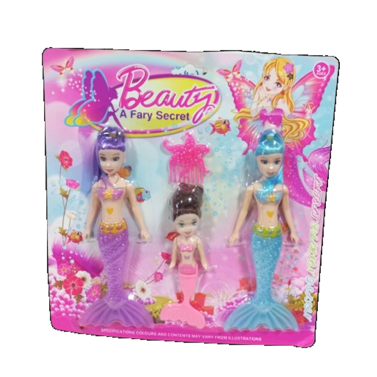 GENERICO - Pack 3 sets juguete sirena para niña