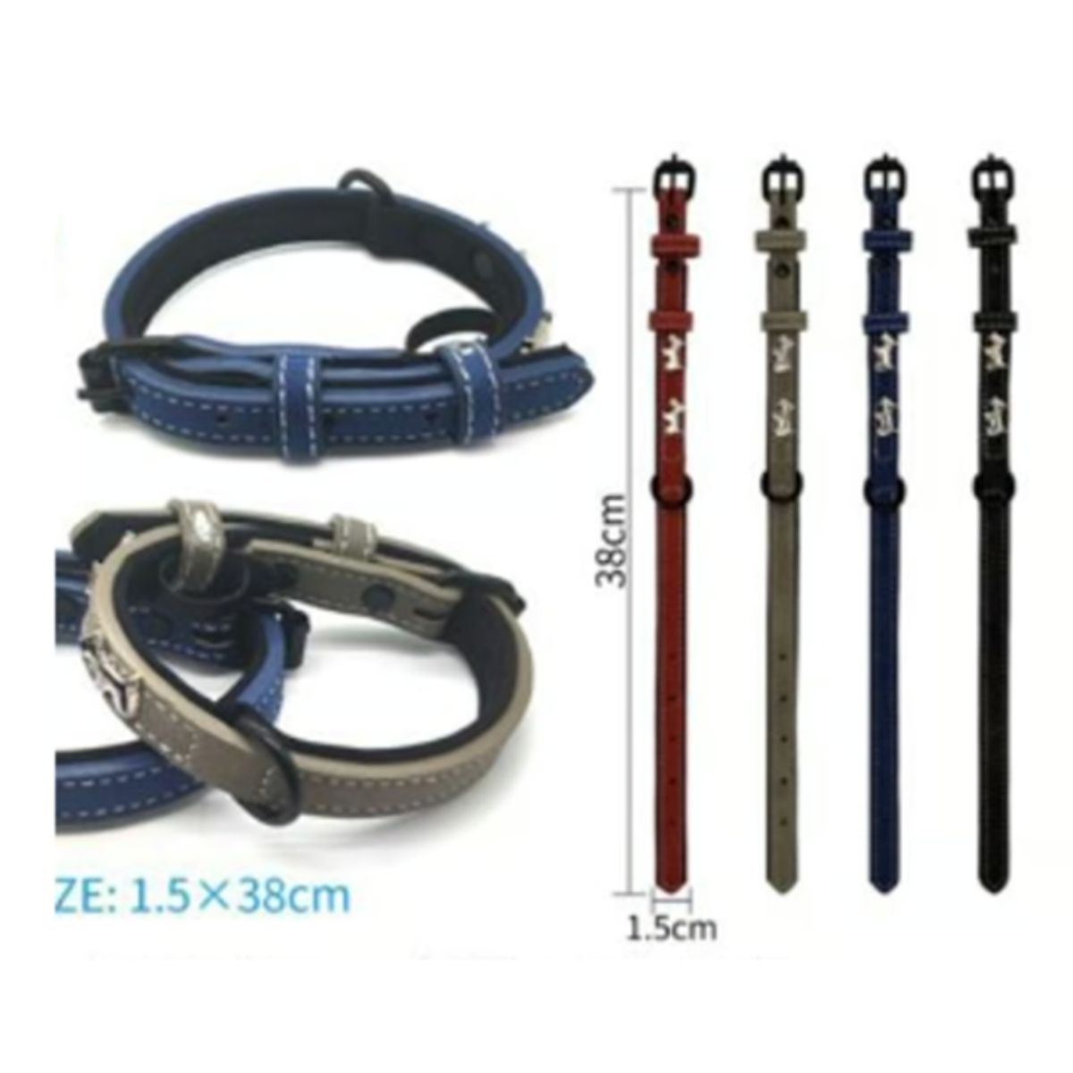 GENERICO - Collar Para Perro Color Gris Con Diseño 38cm