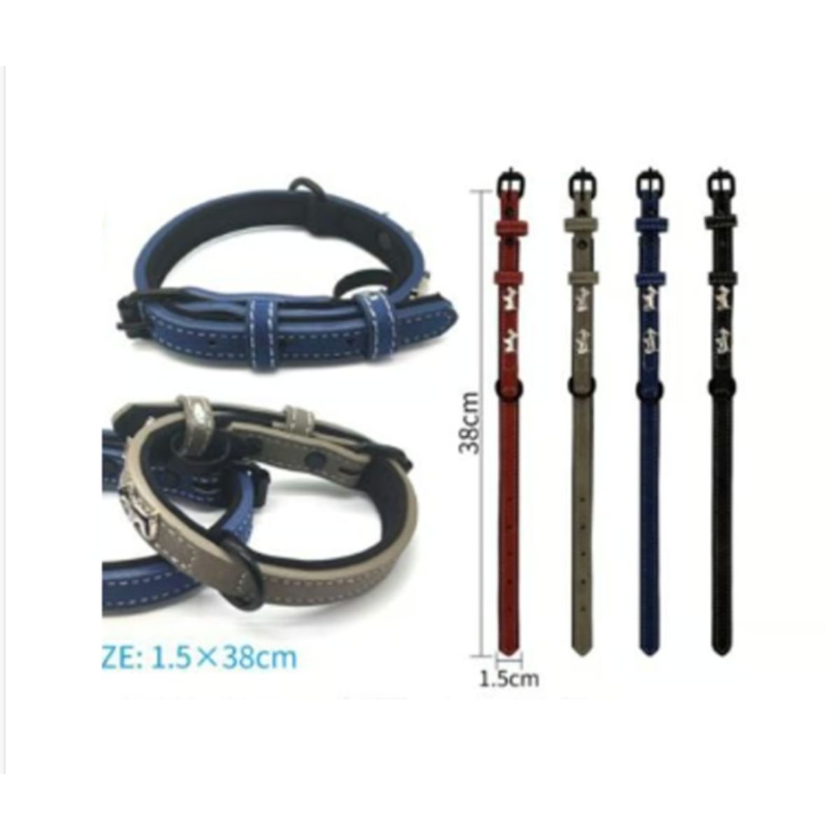 GENERICO - Collar Para Perro Color Gris Con Diseño 38cm