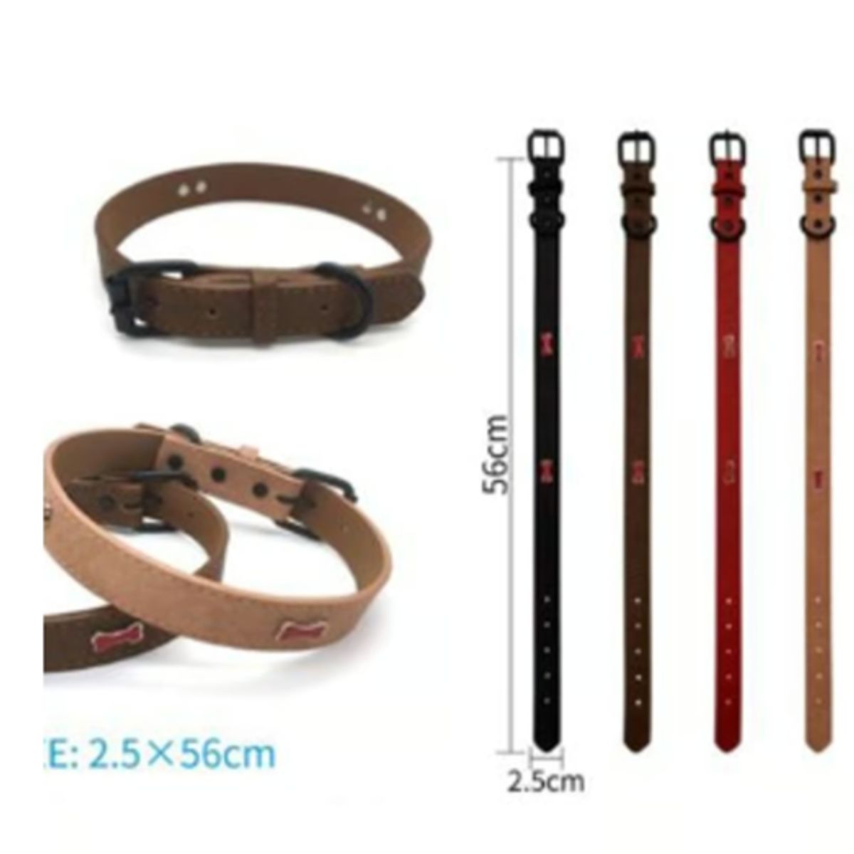 GENERICO - Collar Para Perro Color Marron Con Diseño 56cm