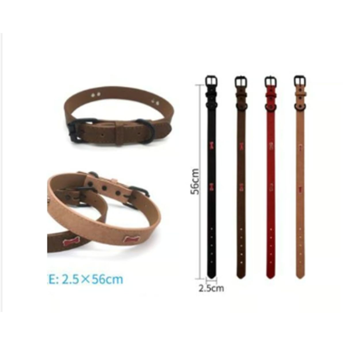 GENERICO - Collar Para Perro Color Marron Con Diseño 56cm