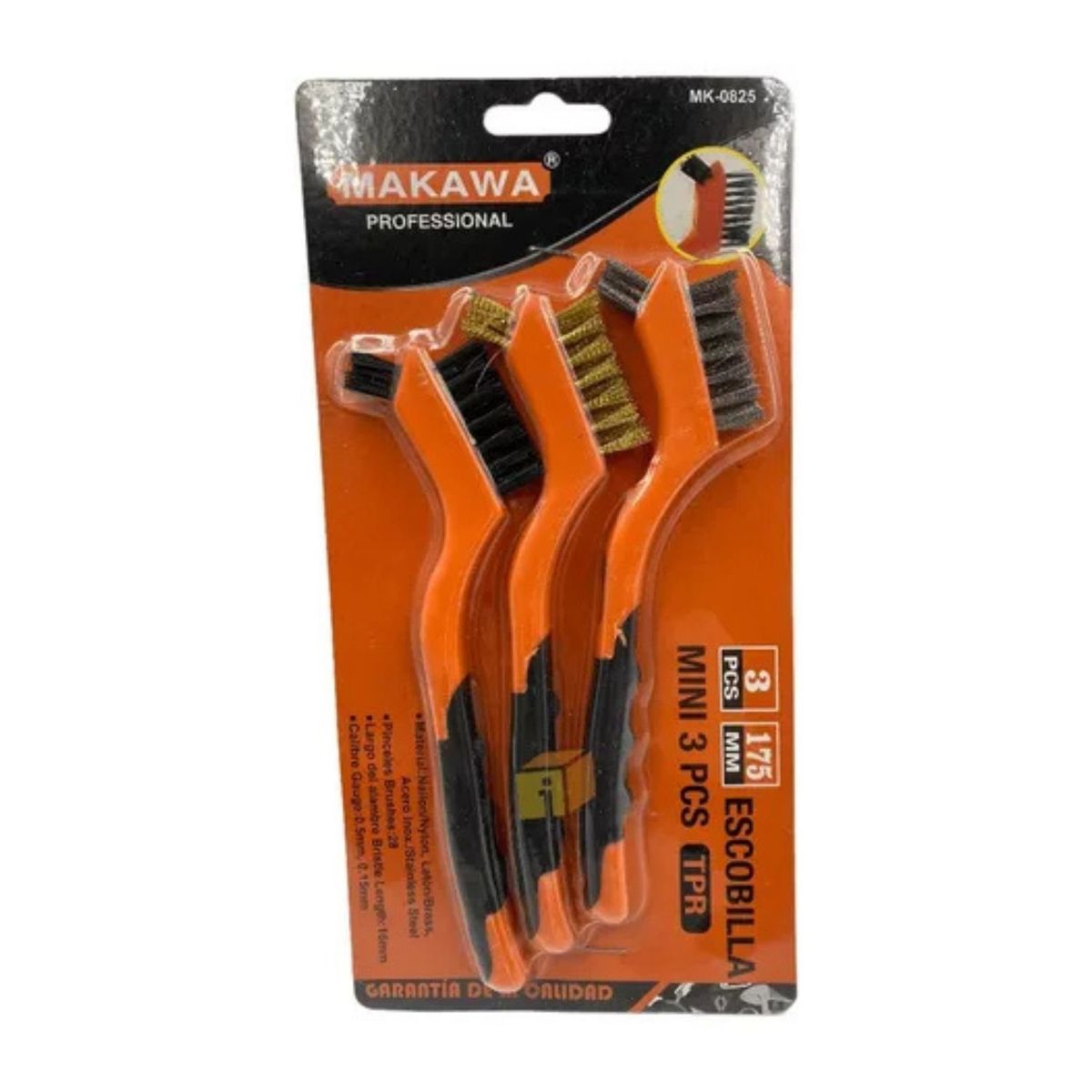 MAKAWA - Juego De Mini Escobillas Makawa 3 Piezas 175MM