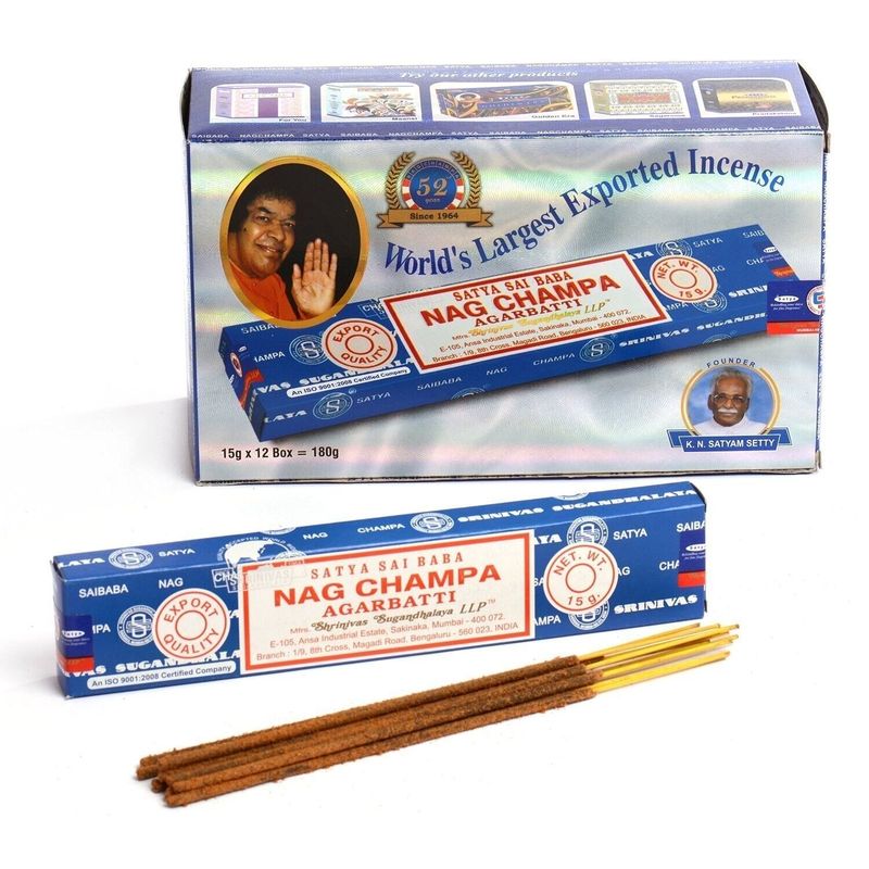 GENERICO - Incienso Natural Nag Champa Azul Clasico Pack 12 Unidades