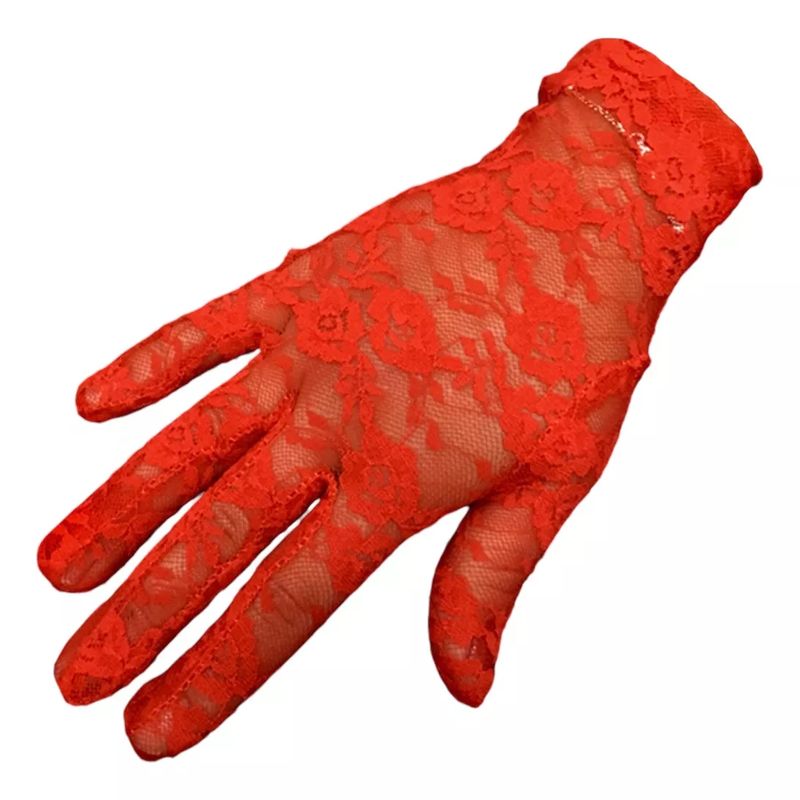 GENERICO - Guantes Encaje Rojo 21 Cm, Fiesta, Cosplay, Ceremonia