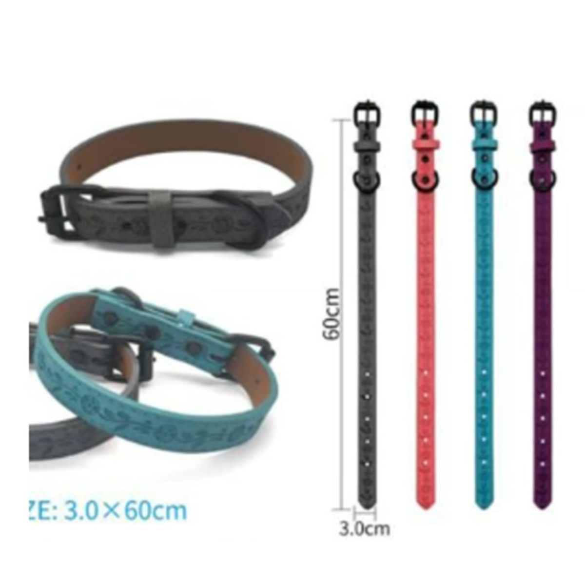 GENERICO - Collar Para Perro Color Gris Con Diseño 60cm