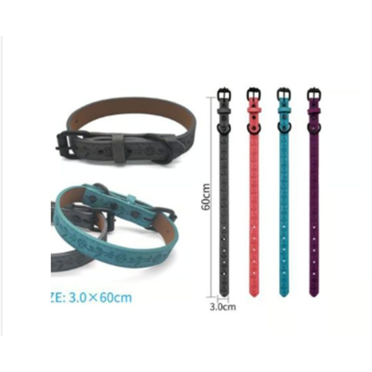 GENERICO - Collar Para Perro Color Gris Con Diseño 60cm