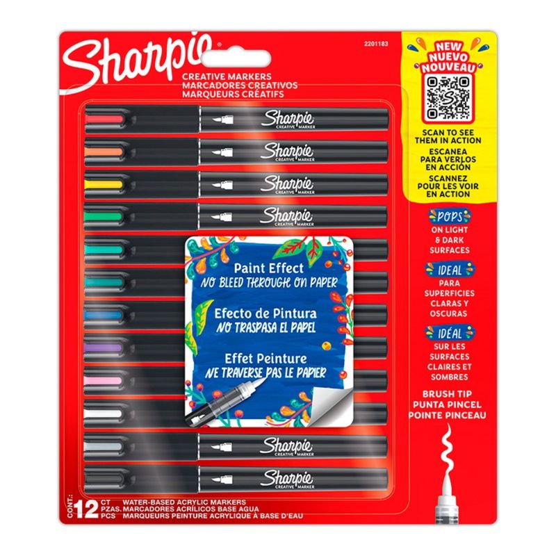SHARPIE - Set 12 Marcadores Sharpie Acrylic Punta Pincel