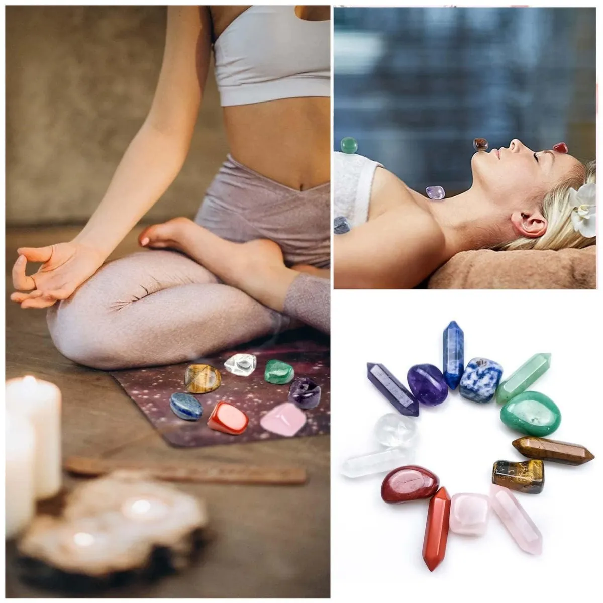 KUANGYE - Cuarzos Amatista Natural Surtido Reiki 14 Pzs+caja De Regalo