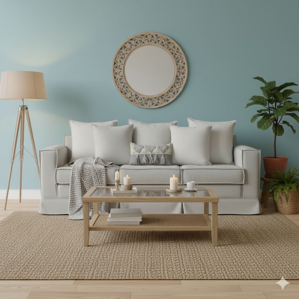 MUNDO LIVING - Sofa 3 cuerpos Sahara gris claro con sistema de resortes pocket