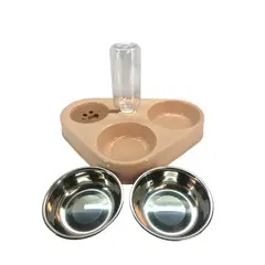 GENERICO - Plato Alimentador rosa Para Mascotas Con Contenedor De Agua