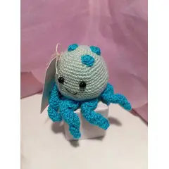 GENERICO - Amigurumi de Pulpo Azul Claro con Detalles Turquesa