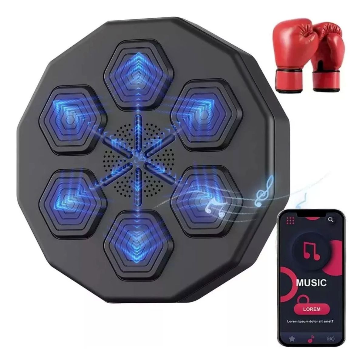 MUNDO MAGIA - Maquina De Boxeo De Música Boxing Machine Pared Fix +guante