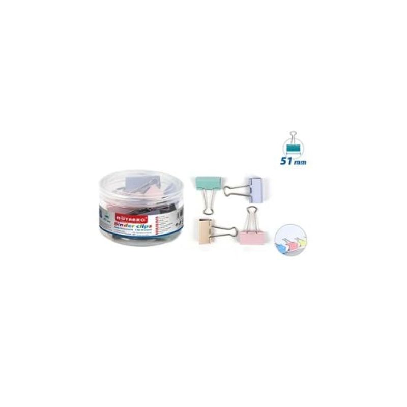 GENERICO - Apretador Doble Clip Multicolor 51 Mm 12 Pcs