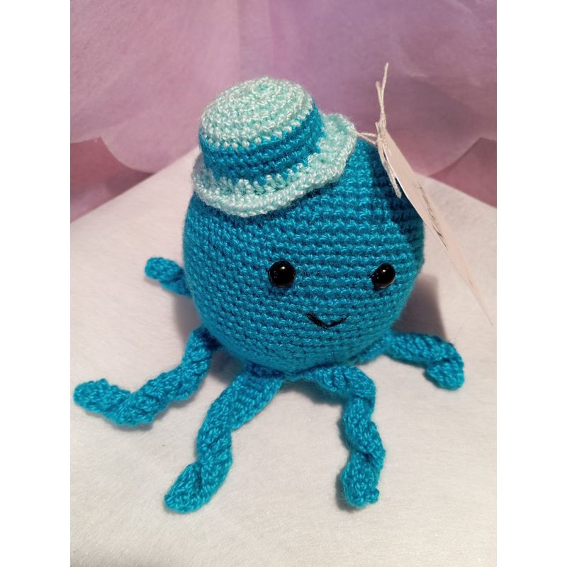 GENERICO - Amigurumi Pulpo Azul con Sombrero