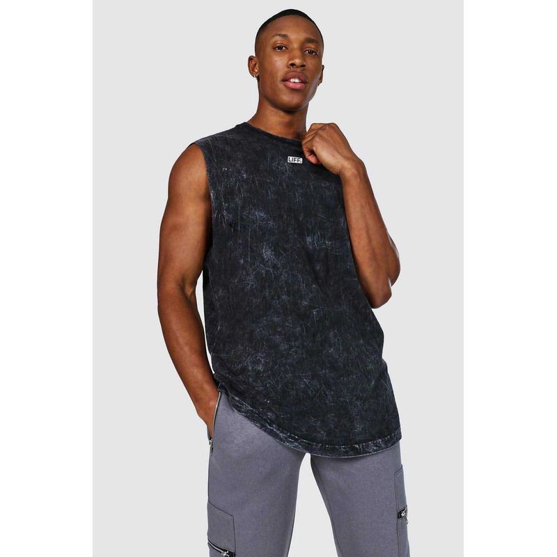 LIFF - Polera Sin Mangas Negra Acid Wash LIFF