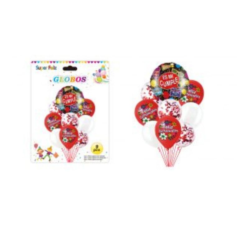 GENERICO - GLOBOS FELIZ CUMPLEAÑOS 9 PCS