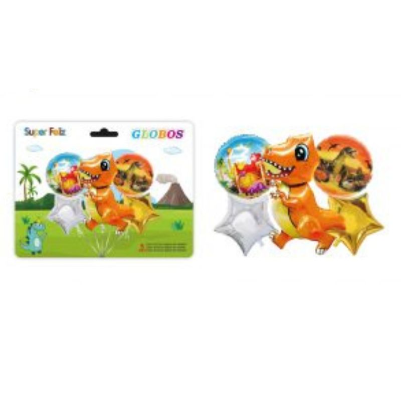 GENERICO - GLOBOS DINOSAURIO 5 PCS
