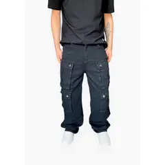 DIABOLO JEANS - Jeans Negro Cargo Ancho Wide Leg Hombre