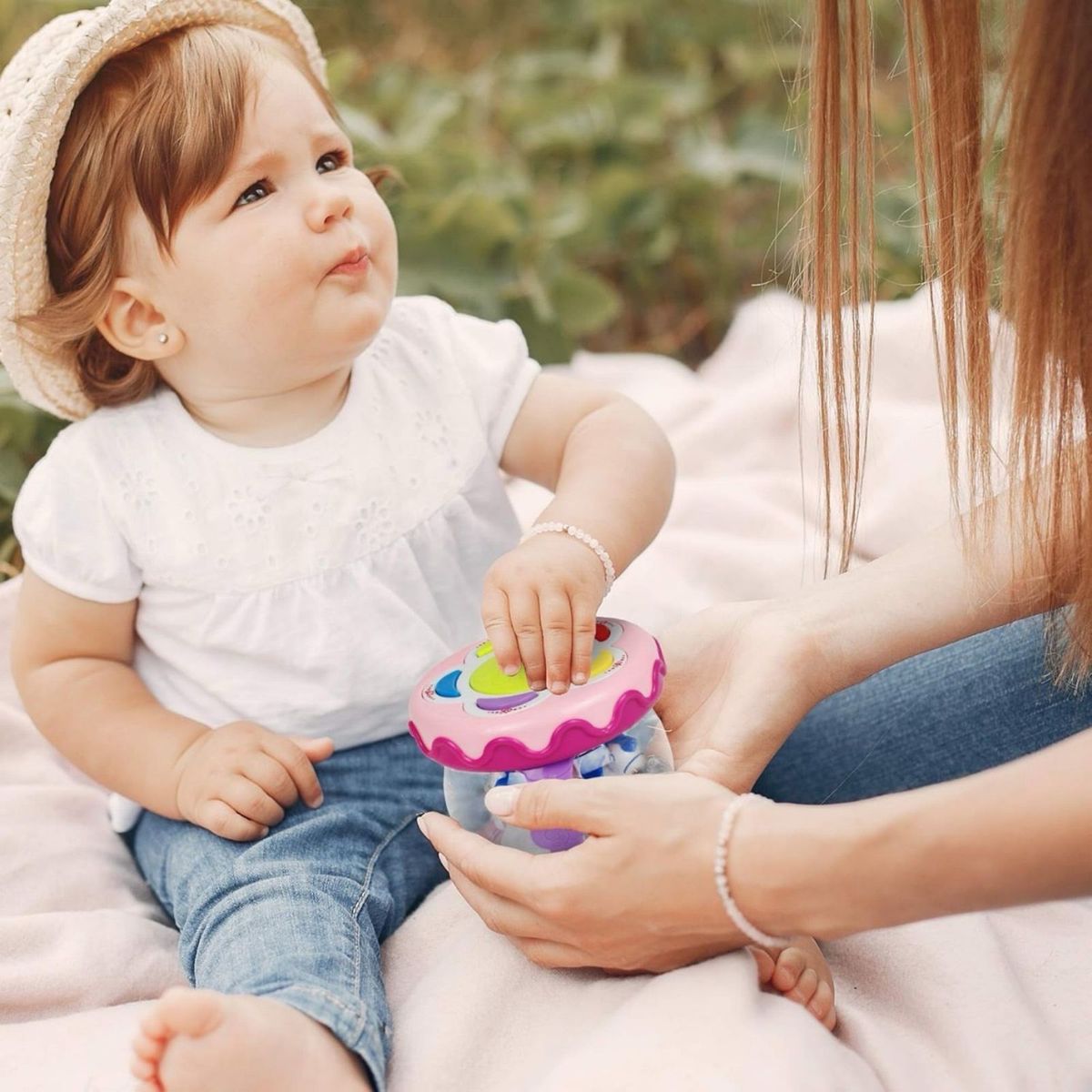 GENERICO - Tambor de juguete musical interactivo con luz y sonido Rosa