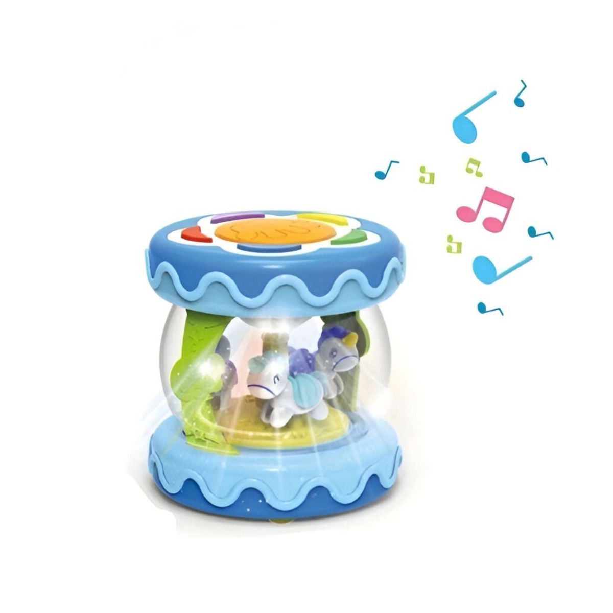 GENERICO - Tambor de juguete musical interactivo con luz y sonido azul