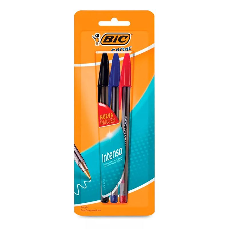 GENERICO - Bolígrafo BIC Cristal 1.0 mm Intenso 3 Colores Surtidos