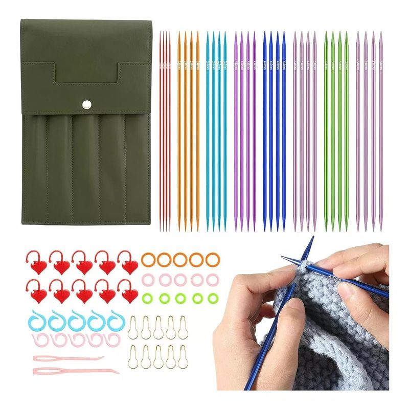 GENERICO - Set De Palillos Calcetin Doble Punta Funda Y Accesorios V