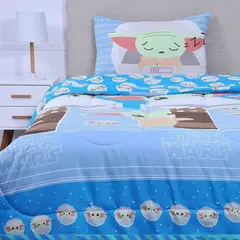 MASHINI - Cobertor Plumón Cubrecama Reversible 1.5 Plaza Diseño Star wars