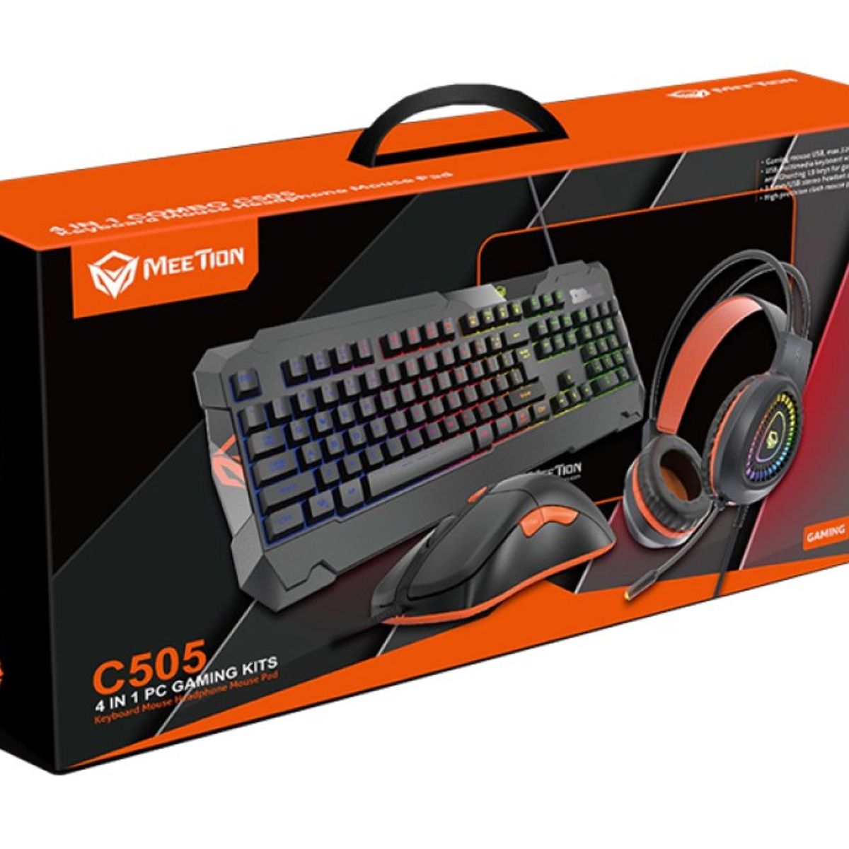 MEETION - Kit Gamer 4 en 1 Meetion MT-C505, Audífonos Teclado, Mouse y Pad Mouse