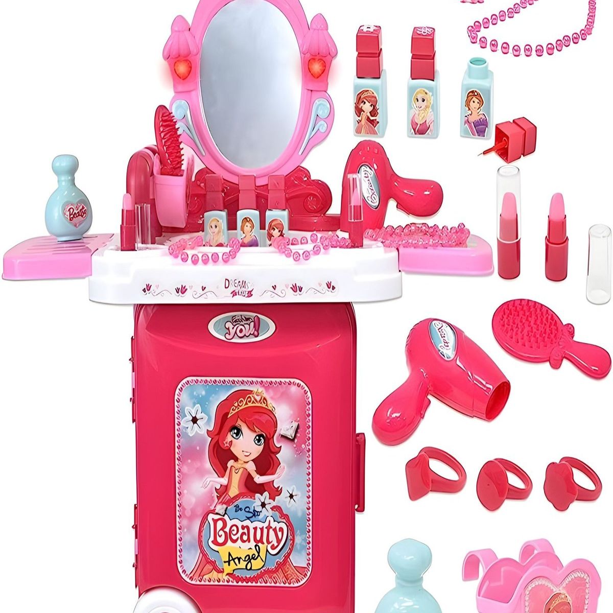 GENERICO - JUGUETE MALETA 3 EN 1 BELLEZA NIÑA CON MAQUILLAJE