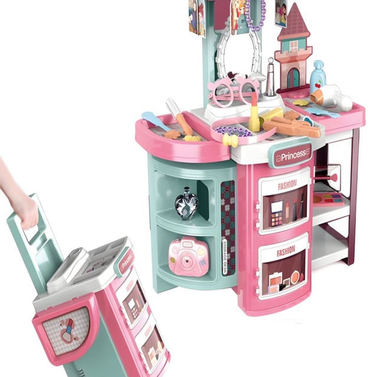 GENERICO - JUGUETE MALETA DE BELLEZA 2 EN 1 CON ACCESORIOS NIÑA