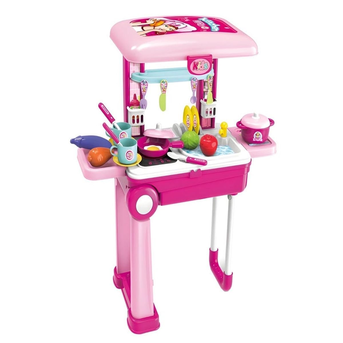 GENERICO - MALETA DE COCINA CON RUEDAS INFANTIL NIÑA