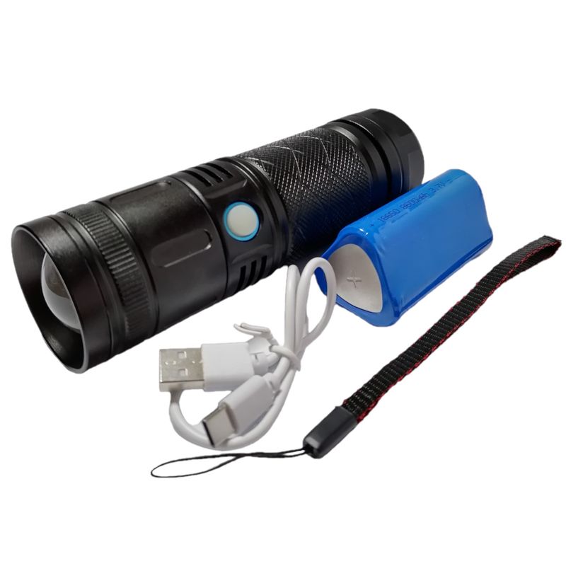GENERICO - Linterna Portátil LED Con Zoom de caza o táctica Recargable