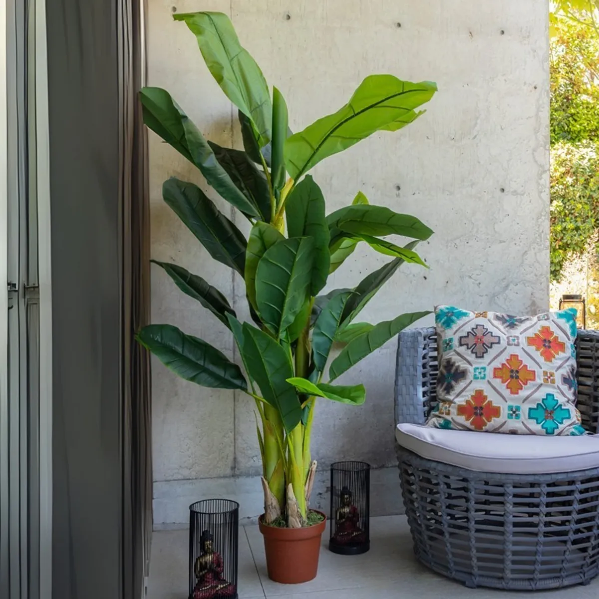 VADELL - Banano Artificial de 180 cm, 5 Tallos y 22 Hojas