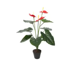 VADELL - Anthurium rojo artificial de 60 cm
