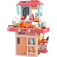 GENERICO - Juguete Set Cocina con Luz Sonido Rosado Infantil 63Cm